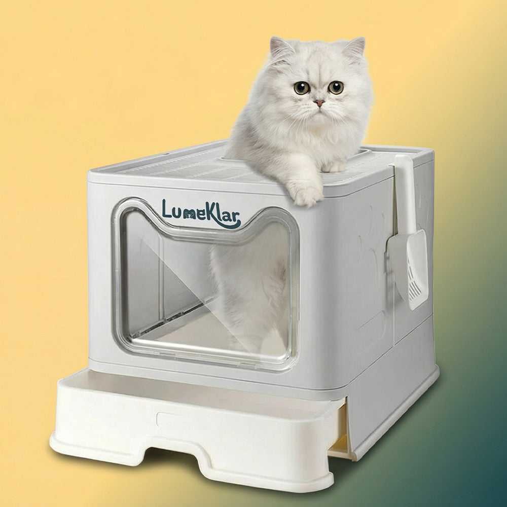 Benoklar EasySlide™ | Large Enclosed Litter Box with Anti-Tracking Top Entry