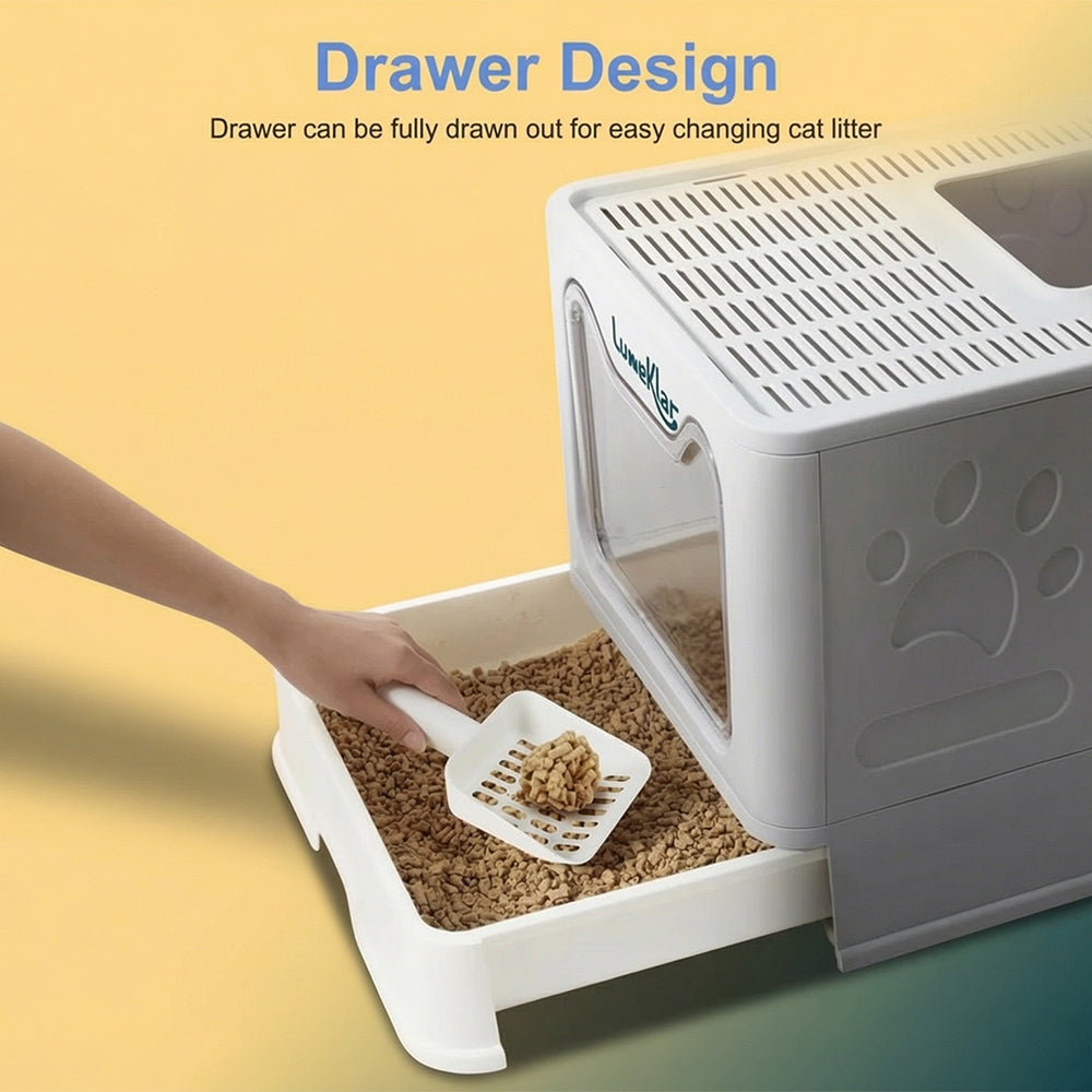 Benoklar EasySlide™ | Large Enclosed Litter Box with Anti-Tracking Top Entry