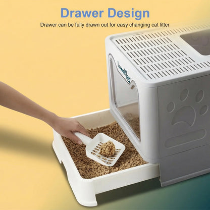 Benoklar EasySlide™ | Large Enclosed Litter Box with Anti-Tracking Top Entry
