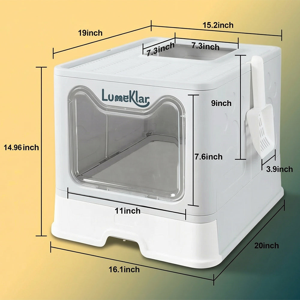 Benoklar EasySlide™ | Large Enclosed Litter Box with Anti-Tracking Top Entry