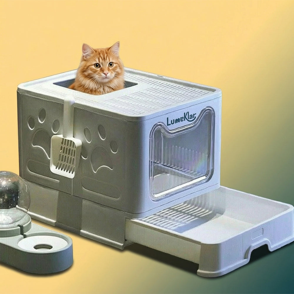 Benoklar EasySlide™ | Large Enclosed Litter Box with Anti-Tracking Top Entry