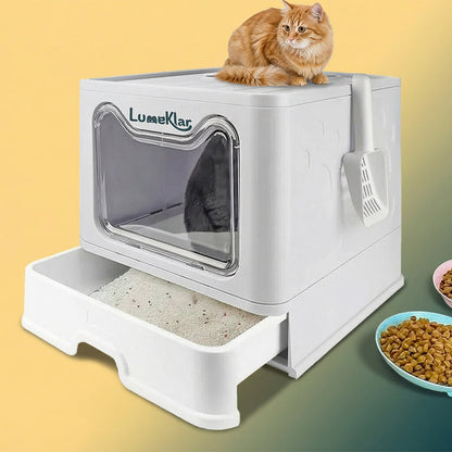 Benoklar EasySlide™ | Large Enclosed Litter Box with Anti-Tracking Top Entry